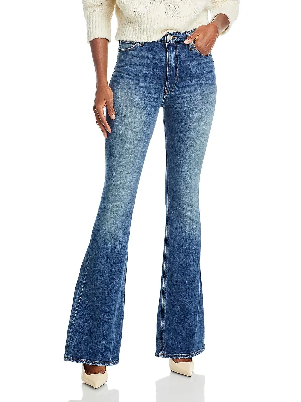 Womens High Rise Faded Flare Jeans