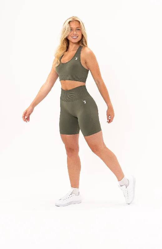 Unlimited Seamless Shorts & Sports Bra Set - Olive Fade