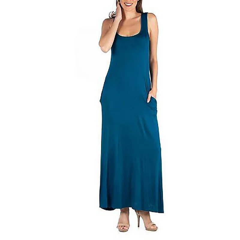 24seven Comfort Apparel Womens Full-Length Sleeveless Maxi Dress