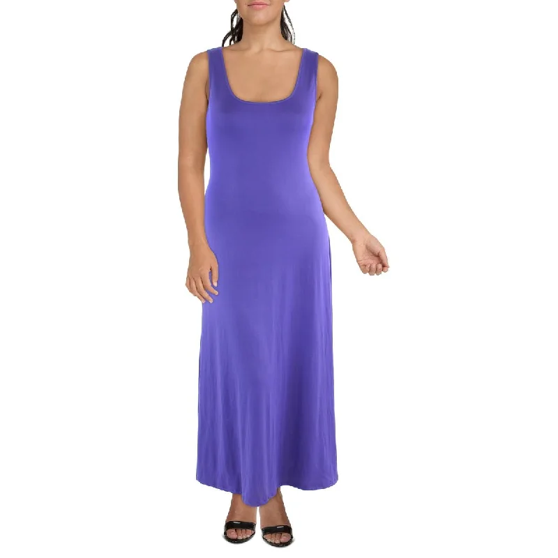 24seven Comfort Apparel Womens Plus Knit Sleeveless Maxi Dress