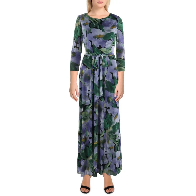 Anne Klein Womens Floral Print Long Maxi Dress