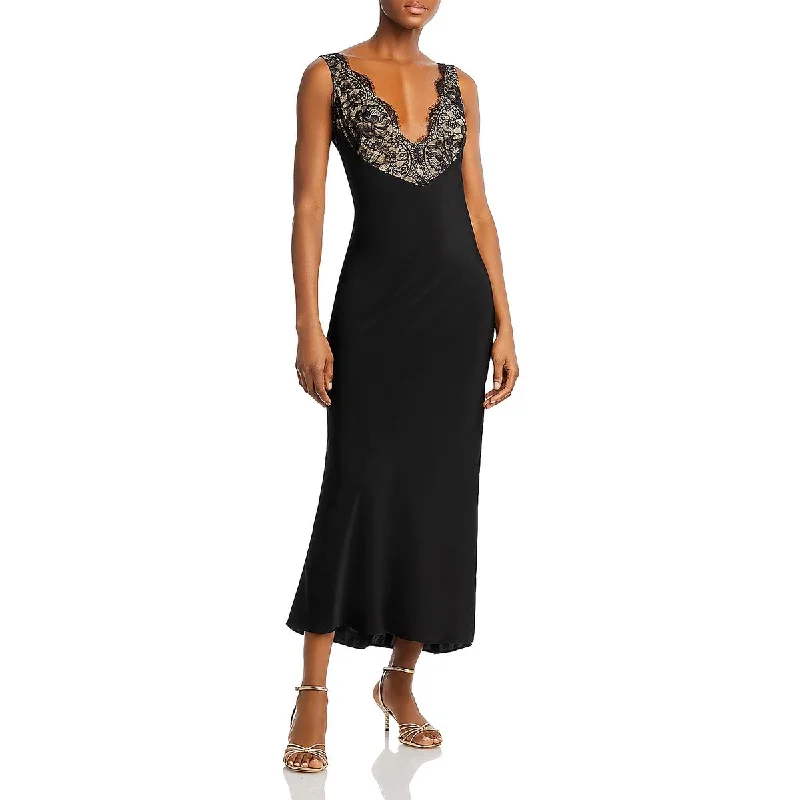 Bardot Womens Hayden Satin Lace Slip Dress