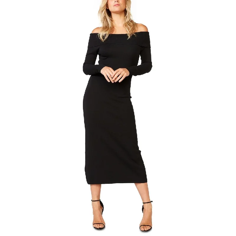 Bardot Womens Knit Off-The-Shoulder Sheath Dress