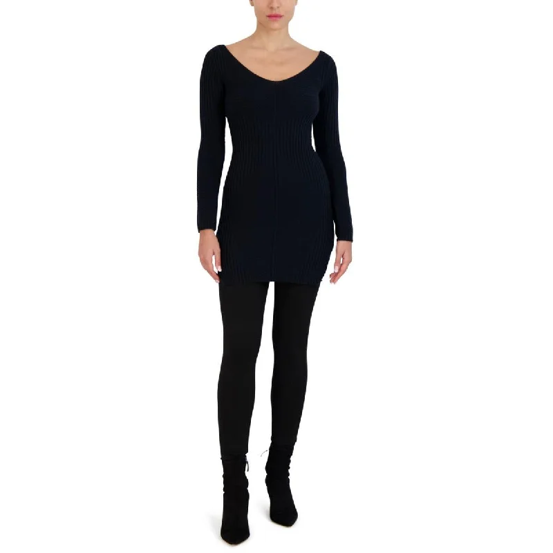 BCBG Max Azria Women's Ribbed Knit Long Sleeve Mini Sweaterdress