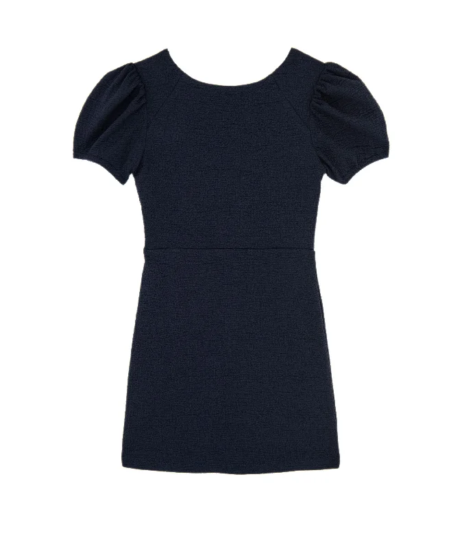 By Debra Girls Navy Puff Sleeve Sheath Dress