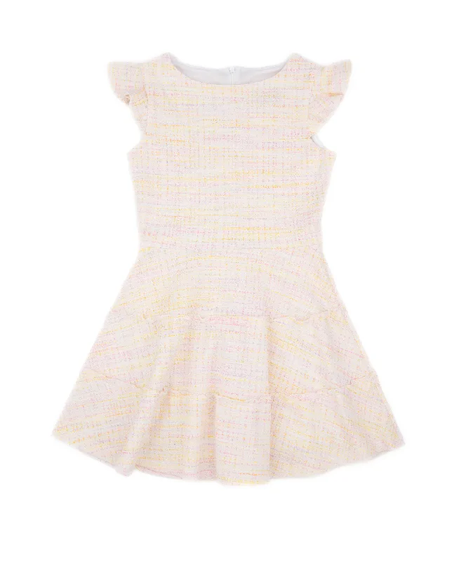 By Debra Girls Pastel Tweed 3 Tier Dress