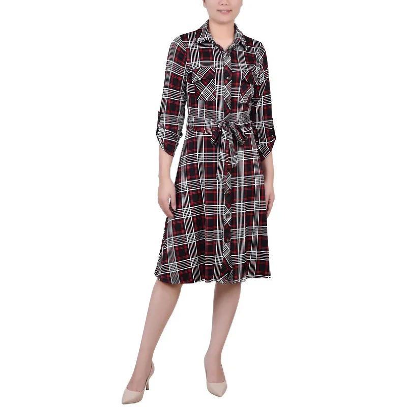 NY Collection Womens Petites Jersey Shirtdress