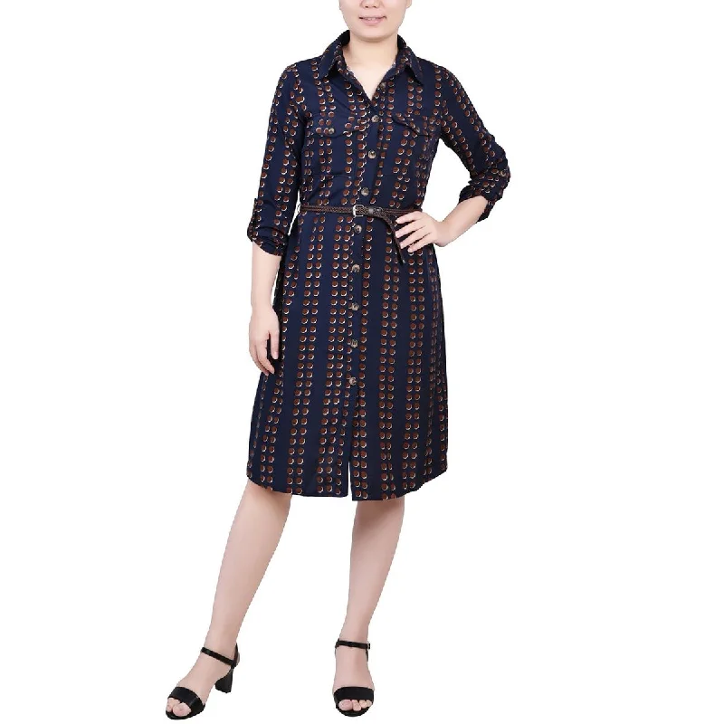 NY Collection Womens Petites Pocket Shirtdress