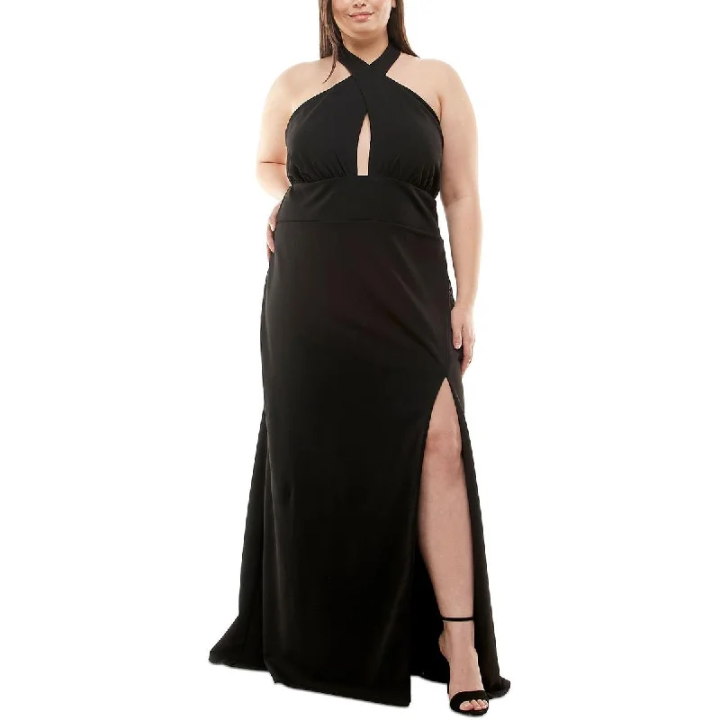 Speechless Womens Plus Keyhole Neckline Full Length Evening Dress