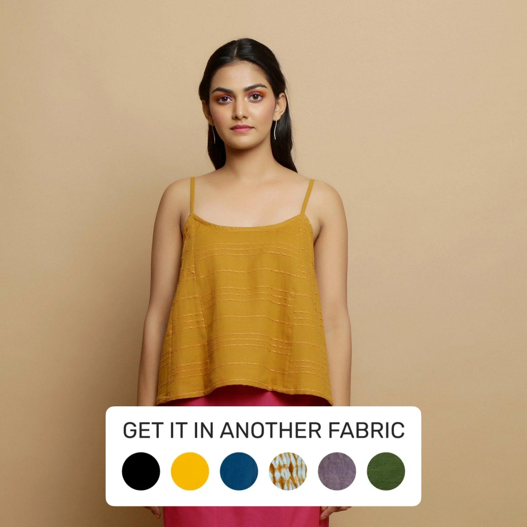 Mustard Handwoven Cotton Flared Camisole Top